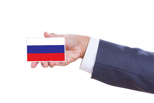 istock holding a business card with a Russia Flag 466288771