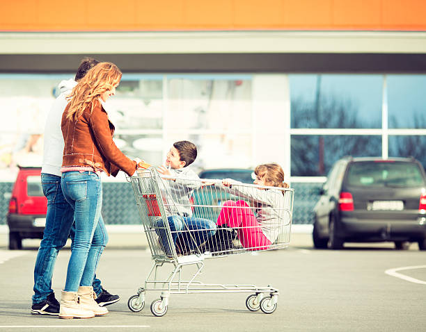istock Family going to supermarket. 466290411