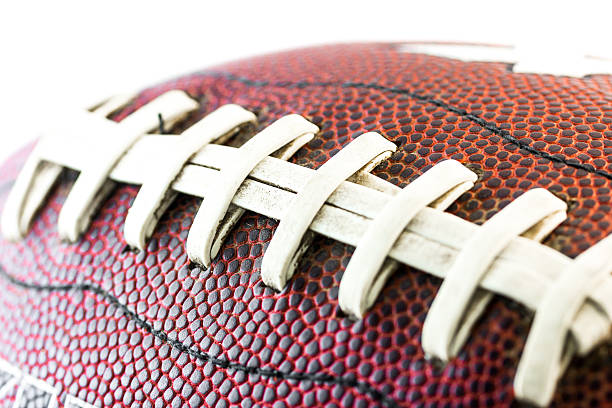 American football ball close up stock photo