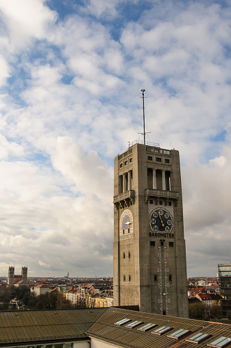 Weather tower with meteorological instruments at the Deutsches Museum in Munich