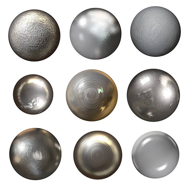 Steel rivet heads on a white background