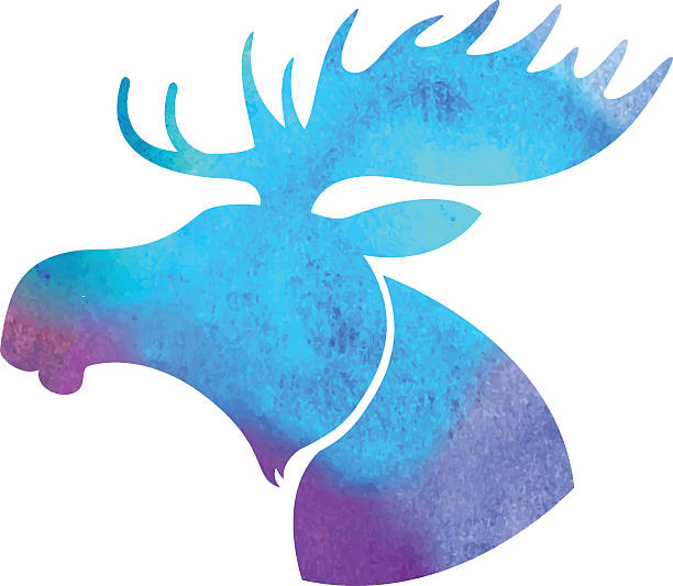 Moose head.Watercolor silhouette vector art illustration