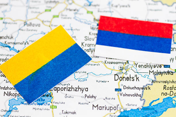 ukraine map and its political crisis - donetsk stok fotoğraflar ve resimler