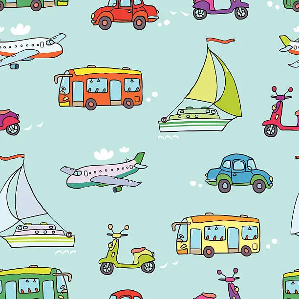 Vector illustration of Transport seamless pattern