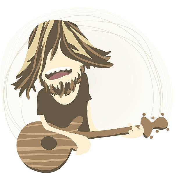 Folk Singer vector art illustration