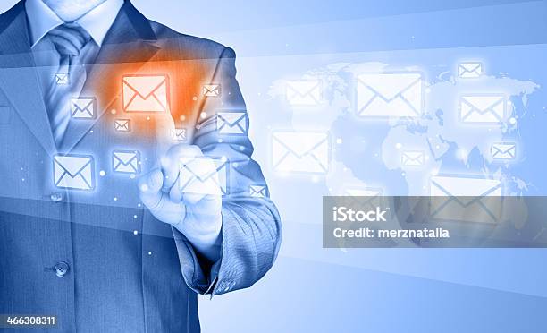 Businessman Email Concept Stock Photo - Download Image Now - Adult, Animal Body Part, Animal Finger