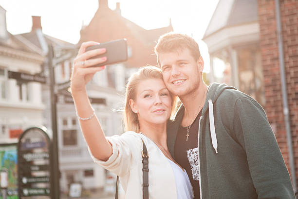 istock Young couple walking the city. 466308654