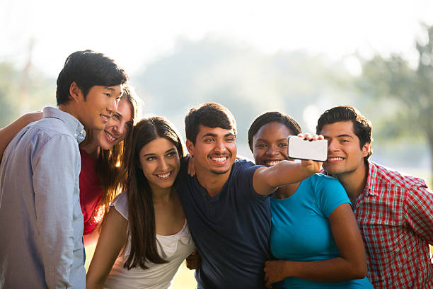 istock Happy friends taking a selfie 466309268
