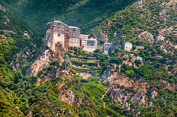 simonos petra mosteiro, monte athos, grécia - simon lake - fotografias e filmes do acervo