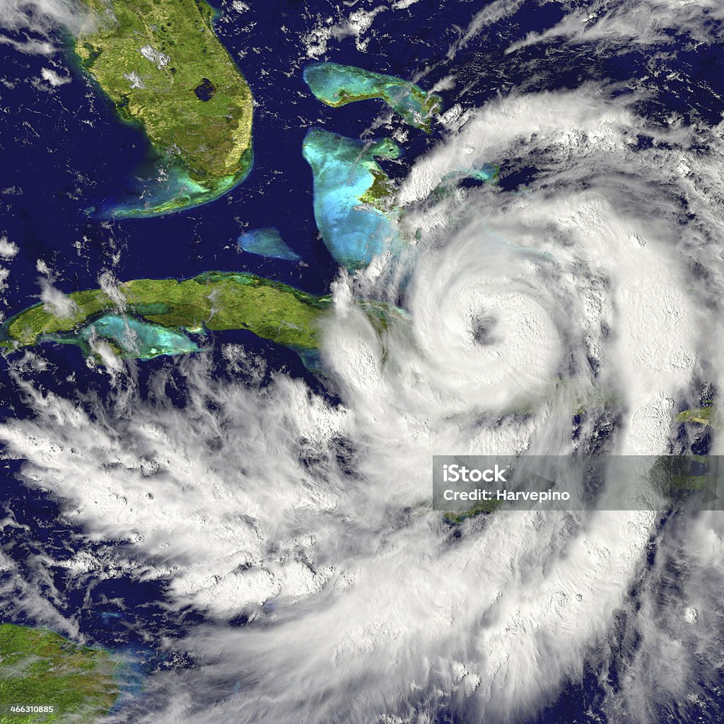 Hurricane over Cuba Huge hurricane approaching Florida in America. Elements of this image furnished by NASA. Hurricane - Storm Stock Photo