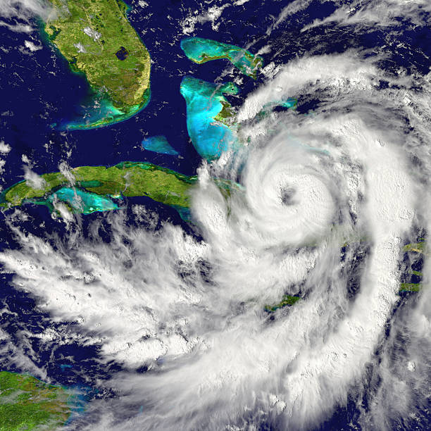 Hurricane over Cuba Huge hurricane approaching Florida in America. Elements of this image furnished by NASA. superstorm stock pictures, royalty-free photos & images