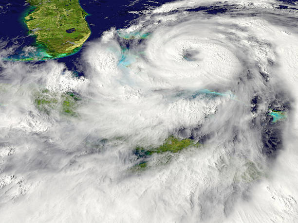 Hurricane Huge hurricane approaching Florida in America. Elements of this image furnished by NASA. typhoon satellite stock pictures, royalty-free photos & images