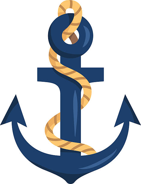 ilustrações, clipart, desenhos animados e ícones de estilizado anchor isolada no branco - anchor and rope