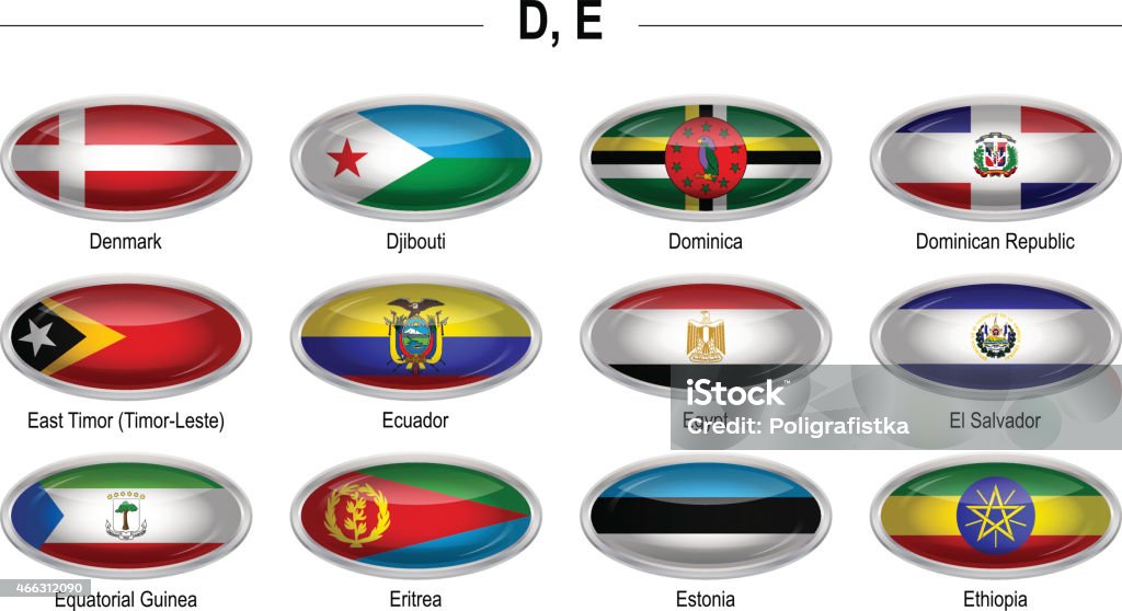 Flags icono "D", "E" - arte vectorial de Asia Occidental libre de derechos