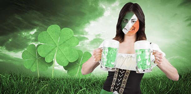 istock Composite image of irish girl with beer 466312934