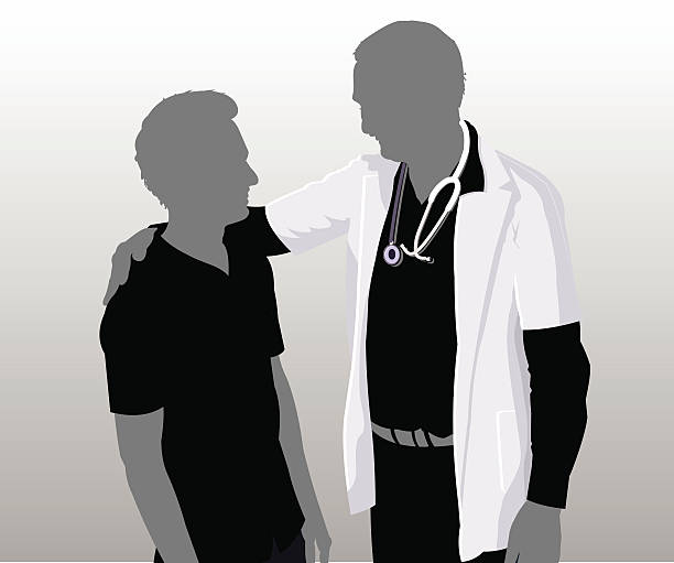 doctorandpatient - doctor silhouette healthcare and medicine patient点のイラスト素材／クリップアート素材／マンガ素材／アイコン素材