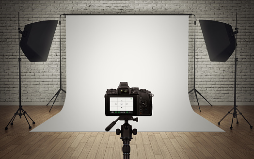 Foto studio de montaje ligero con cámara digital photo