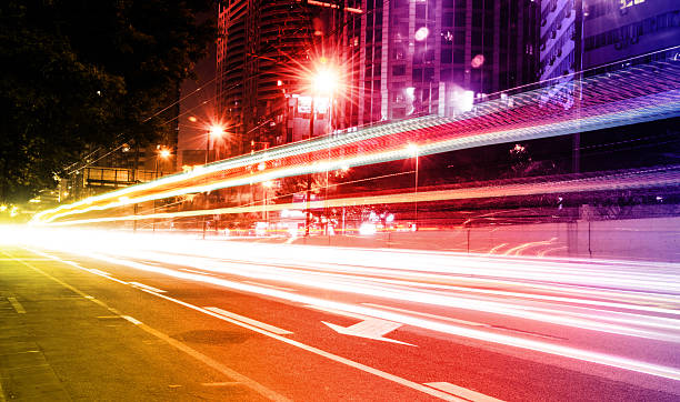istock Big city road car lights at night 466316070