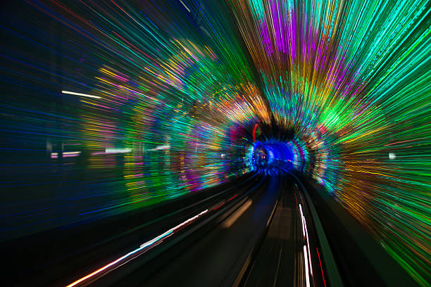 istock futuristic super speed traffic  blur motion in tunnel 466321166