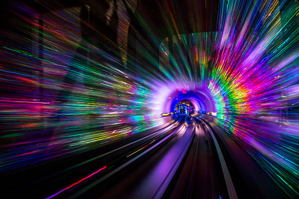 istock futuristic super speed traffic  blur motion in tunnel 466321180