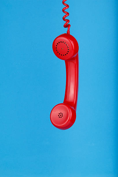 istock Blue telephone on blue background 466321202