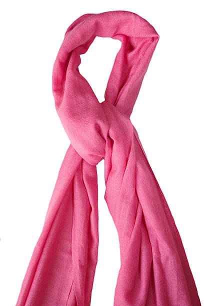 istock Pink silk scarf on a white background 466322596