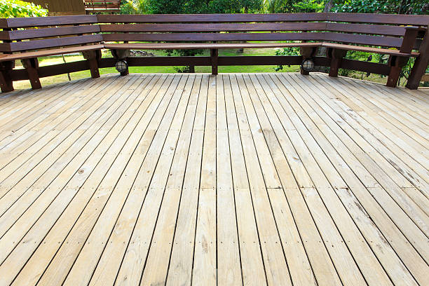 istock wooden decking in terrace 466322700