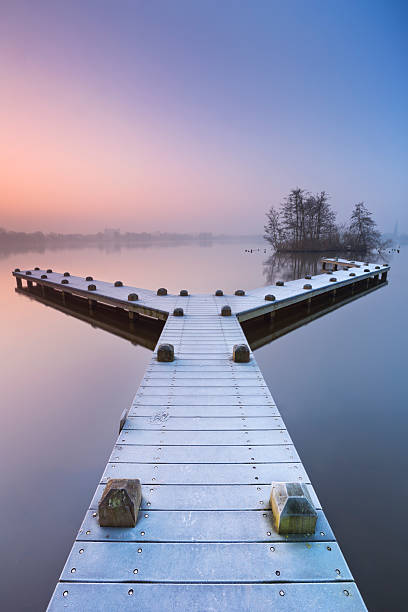istock Jetty on a still lake on a foggy winter's morning 466322918