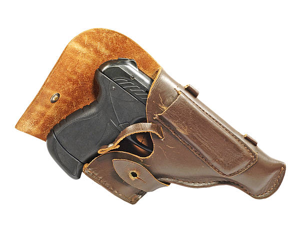 istock Black pistol in holster. 466322931