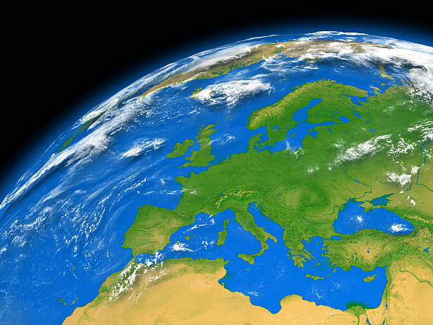 istock Illustrated globe with Europe showing 466322937