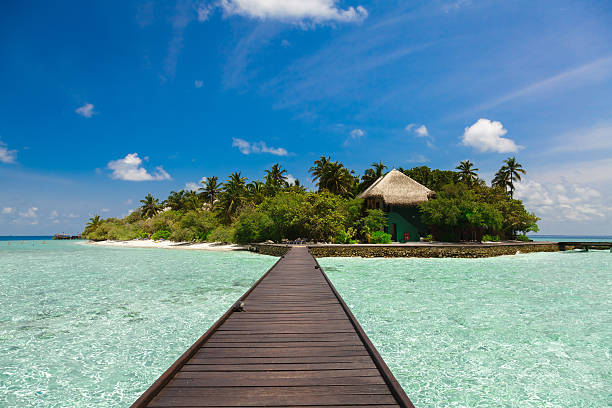 istock The path to the island over the water 466325446