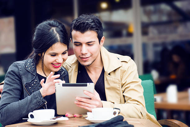 istock The happy couple who sopping tablet 466325935