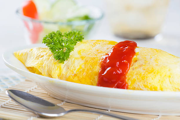 日本の食べ物 omurice - salad japanese culture japan asian culture ストックフォトと画像