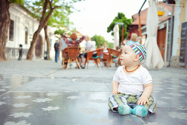istock Child playing on pedestrians only 466327928