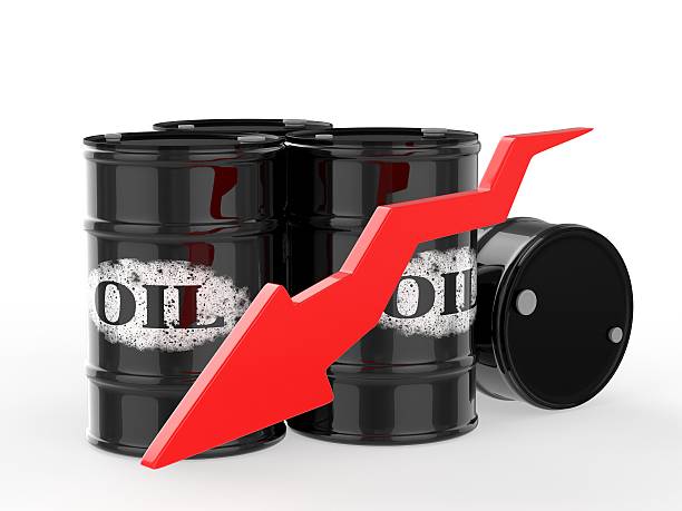 istock Oil Barrels with Red Arrow down. Financial crisis 466330466