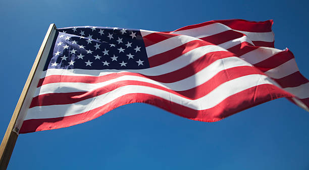 istock An American flag blowing in the wind 466331321