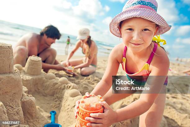 Building A Sand Castle Stock Photo - Download Image Now - Sandcastle - Structure, Beach, Child