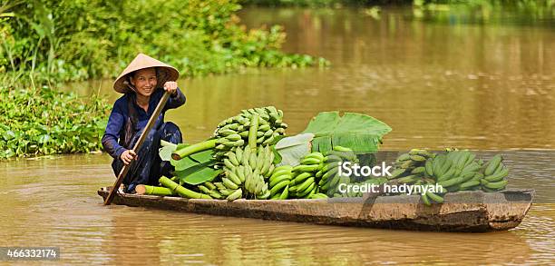 Vietnamese Woman Rowing Boat In The Mekong River Delta Vietnam Stock Photo - Download Image Now