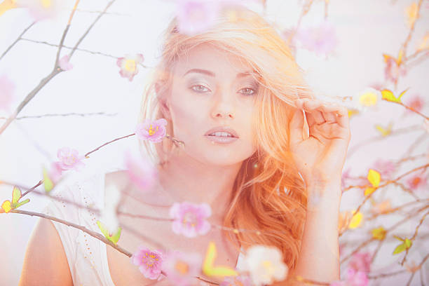 istock beautiful woman with spring flowers 466332296