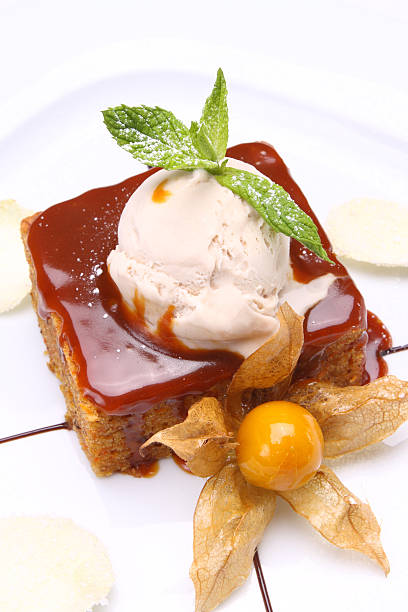 istock Brownie with Ice cream and Winter Cherry 466332343