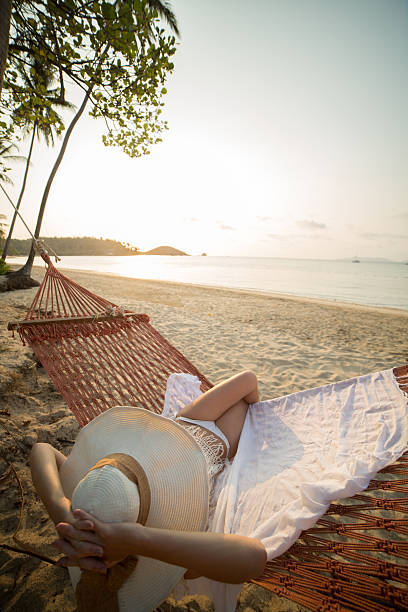 istock Woman on hammock on exotic Island 466333904