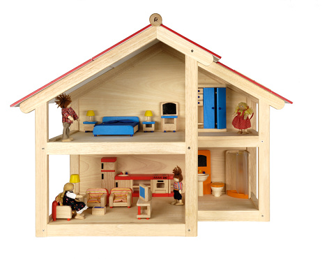 Child's doll house with furniture 