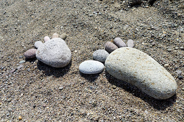istock foot prints of stones 466335538
