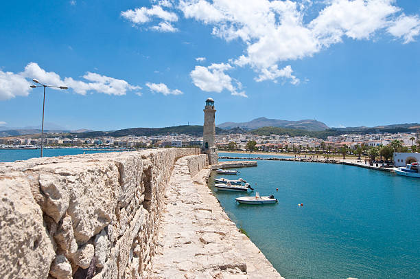 istock The old harbour with the lighthouse in Rethymno. Crete,Greece. 466335878