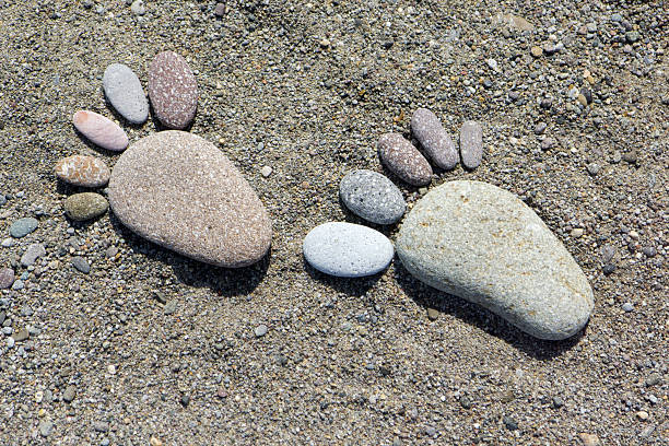 istock foot prints of stones 466335990