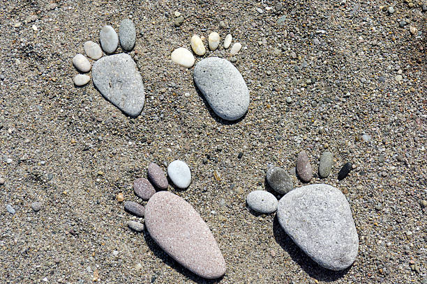 istock foot prints of stones 466336082