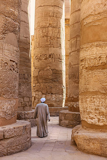 Egyptian temple guard in Karnak Complex, Luxor, Egypt The Karnak Temple Complex, great hypostyle hall in the Precinct of Amun Re, Luxor, Egypt.http://bem.2be.pl/IS/egypt_380.jpg temple of luxor hypostyle hall stock pictures, royalty-free photos & images