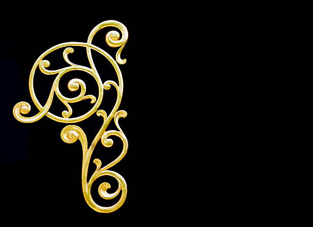 3d rendering of a golden stairs rail isolated on a white background