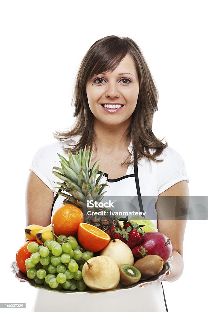 Junge Frau mit Früchten - Lizenzfrei Ananas Stock-Foto