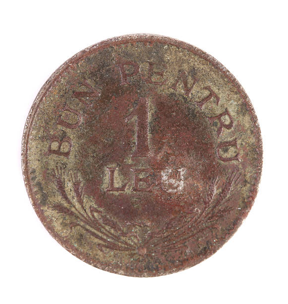 istock Bronze coins of 1 lei. 466337753